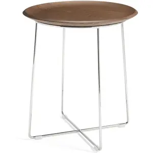 Table d?appoint en frêne AL - bois foncé/chrome Kartell pas cher