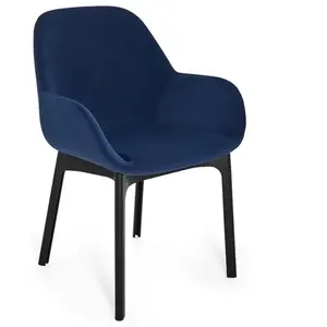 KARTELL fauteuil CLAP AQUACLEAN (Base nera, siège bleu - Tissu et tech...