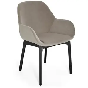 KARTELL fauteuil CLAP AQUACLEAN (Base noire, siège ecru - Tissu et tec...