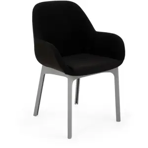 KARTELL fauteuil CLAP AQUACLEAN (Base gris, siège noire - Tissu et tec...