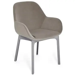 KARTELL fauteuil CLAP AQUACLEAN (Base gris, siège ecru - Tissu et tech...
