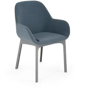 KARTELL fauteuil CLAP AQUACLEAN (Base gris, siège poudre bleue - Tissu...