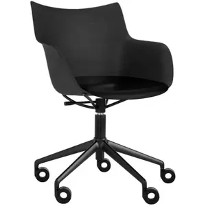 KARTELL chaise avec accoudoirs à roulettes Q/WOOD (Noir, siège noir et...