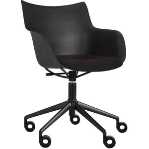 KARTELL chaise avec accoudoirs à roulettes Q/WOOD tissu Aquaclean (Noi...