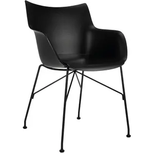 Chaise avec accoudoirs noir en bois plaqué Q/Wood - Kartell