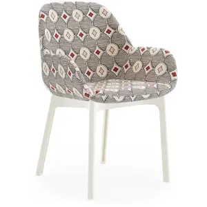 KARTELL fauteuil CLAP RUBELLI QUATREFOIL (Base blanche, siège crème - ... pas cher