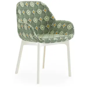 KARTELL fauteuil CLAP RUBELLI QUATREFOIL (Base blanche, siège pistache...