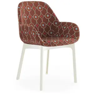 KARTELL fauteuil CLAP RUBELLI QUATREFOIL (Base blanche, assise marron ... pas cher
