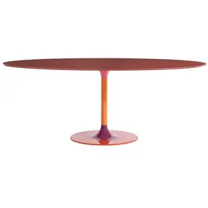 KARTELL table ovale THIERRY XXL (Burgundy - Verre trempé peint et méta...