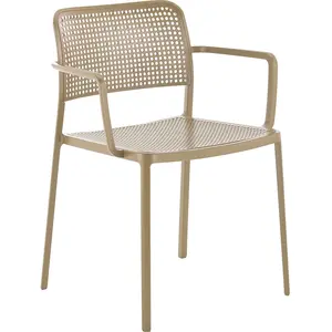 Kartell - Fauteuil de repas empilable Audrey - Beige - Aluminium peint... pas cher