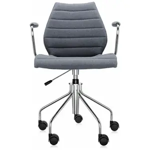 Chaise grise à roulettes avec accoudoirs Maui Soft Trevira - Kartell pas cher
