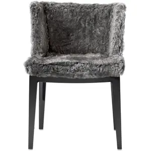 Kartell Fauteuil Mademoiselle Kravitz (Fur-Python, Structure Noire - P...