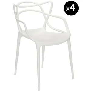 Comparateur de prix : KARTELL set de 4 chaises MASTERS (Blanc - Technopolymère thermoplastique recyclé soft touch)