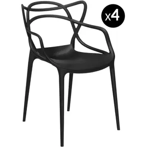 Comparateur de prix : KARTELL set de 4 chaises MASTERS (Noir - Technopolymère thermoplastique recyclé soft touch)