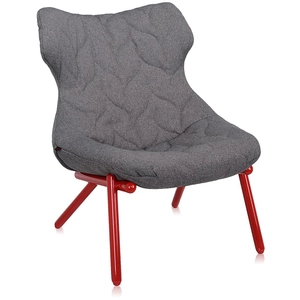 KARTELL fauteuil FOLIAGE (Revêtement gris - pieds rouges - siège en ti...