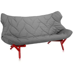 KARTELL canapé FOLIAGE (Revêtement gris - pieds rouges - siège en tiss...