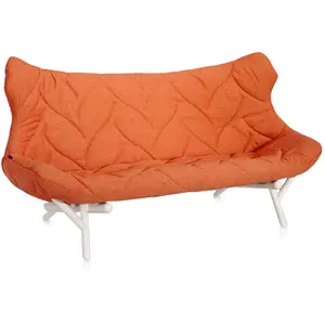 KARTELL canapé FOLIAGE (Revêtement orange - pieds blancs - siège en ti...