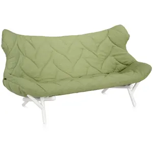 KARTELL canapé FOLIAGE (Revêtement vert - pieds blancs - siège en tiss...