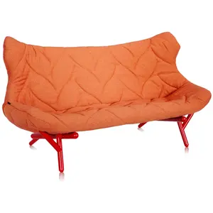 KARTELL canapé FOLIAGE (Revêtement orange - pieds rouges - siège en ti...