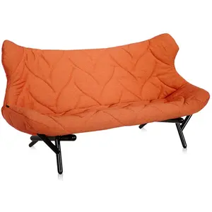 KARTELL canapé FOLIAGE (Revêtement orange - pieds noirs - siège en tis... pas cher