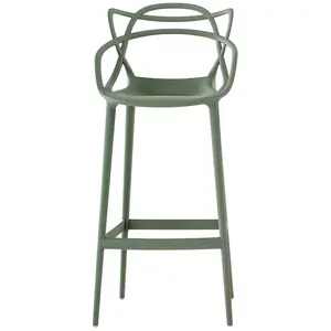 Chaise Tabouret Haut 77 cm Bar Dossier Métal Acier Vieilli Vert Eau/Menthe Style Industriel - Ameublement