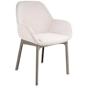 KARTELL fauteuil CLAP MELANGE (Base tourterelle, siège beige - Tissu e...