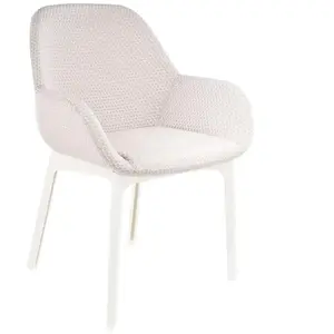 Kartell Fauteuil Clap Melange (Base Blanche, Siège Beige - Tissu Et Te...