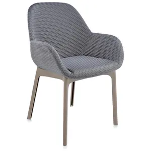 KARTELL fauteuil CLAP MELANGE (Base tourterelle, siège graphite - Tissu et technopolymère thermoplastique)