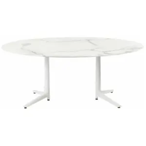 Kartell Table à manger ovale effet marbre blanc 192 x 118 cm Multiplo ...