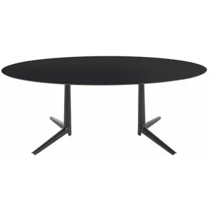 Table à manger ovale noire 192x118 Multiplo - Kartell pas cher