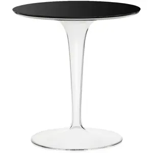 Kartell Tip Top, Table, Plateau En Verre, Noir Opaques