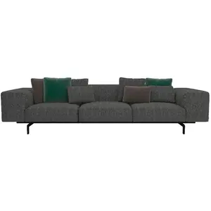 KARTELL canapé à 3 places LARGO (Gris foncé - Tissu Gubbio et acier pe...