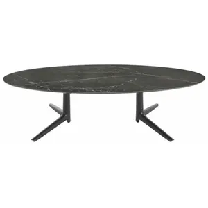Table basse ovale effet marbre noir 192x118 Multiplo - Kartell pas cher