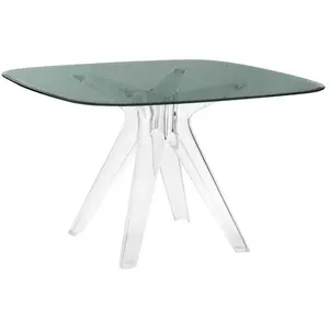 KARTELL table SIR GIO avec plateau carré (Fumé / Transparent - Base en...