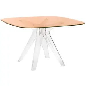 KARTELL table SIR GIO avec plateau carré (Rose / Transparent - Base en...