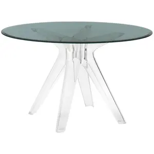 KARTELL table SIR GIO avec plateau rond (Fumé / Transparent - Base en ...
