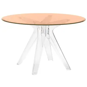 KARTELL table SIR GIO avec plateau rond (Rose / Transparent - Base en ...
