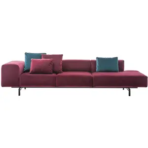 KARTELL canapé côté droit à 3 places LARGO VELLUTO (Rouge cardinal - V...