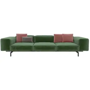 KARTELL canapé à 3 places LARGO VELLUTO (Vert bois - Velours et acier ...