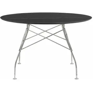 Table Glossy - rond - chrome - marbre noir Kartell