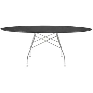 Table Glossy - marbre noir - chrome - oval Kartell