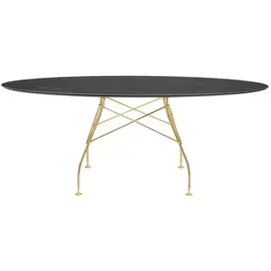 Table Glossy - marbre noir - doré - oval Kartell