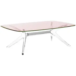 KARTELL table basse BLAST avec plateau rectangulaire (Plateau rose, st...