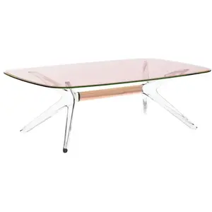 KARTELL table basse BLAST avec plateau rectangulaire (Plateau rose, st...