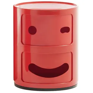 Table de chevet 2 tiroirs rouge Componibili Smile occhiolino - Kartell