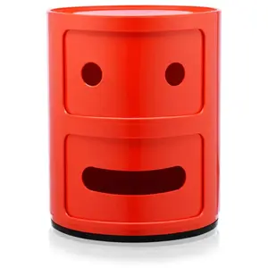 Table de chevet 2 tiroirs rouge Componibili Smile 2 - Kartell pas cher