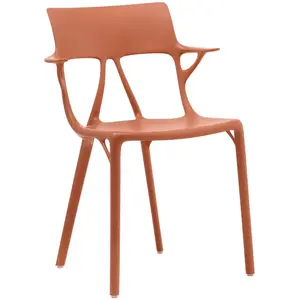 Kartell A.I. Chaise, Rouge orangé, Lot de 2 pas cher