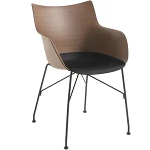Fauteuil Q/Wood - bois foncé/noir Kartell pas cher