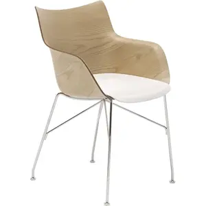 Comparateur de prix : Kartell Chaise Avec Accoudoirs Q/Wood (Clair, Base Chromée - Frêne, ...