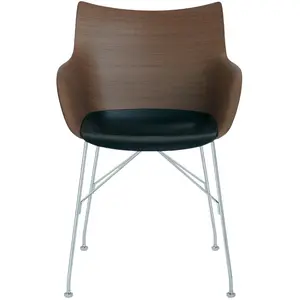 Chaise avec accoudoirs marron en bois plaqué Q/Wood - Kartell pas cher
